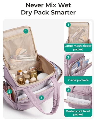 BAGSMART Travel Toiletry Bag for Women, Large Puffy Quilted Makeup Bag — view 2
