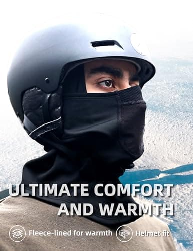 SoeKewo Winter Balaclava Fleece Ski Mask Windproof Breathable Unisex Black — view 6