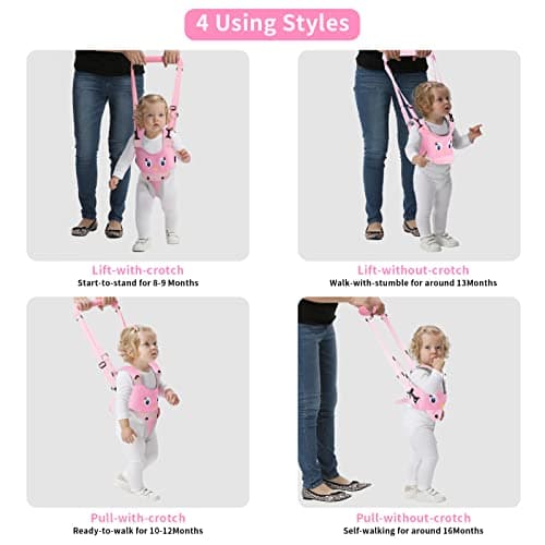 IULONEE Baby Walking Harness Handheld Kids Walker Assistant Belt Mesh Pink — view 4