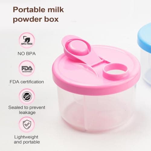 Milk Powder Dispenser Pots, Formula Dispenser with 3 Compartments, 4-Pack — view 3