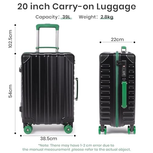 Tavoxda 20 Inch Carry on Suitcase, Super Lightweight PC Hard Shell Small Cabin Suitcase with TSA Lock & 4 Wheels, Black Carry on for Men — view 3