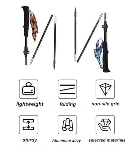 Collapsible Outdoor Hiking Trekking Poles,Folding Backpacking Climbing Cane,125cm Travel Walking Sticks with Non-Slip Handle,7.76oz Ultralight Nordic Hiking Poles (orange) — view 2