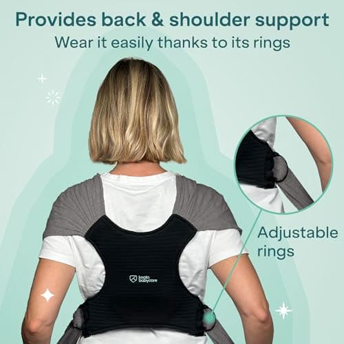Koala Babycare Baby Sling Easy to Wear - Certified Ergonomic Support - Multi-Purpose Stretchy Baby Carrier Suitable up to 9 kg - Baby Wrap Carrier for Newborn - Anthracite - Registered Design — view 5