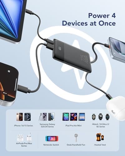 VEGER Power Bank Fast Charging 10000mAh,Portable Charger Built in Cables — view 5