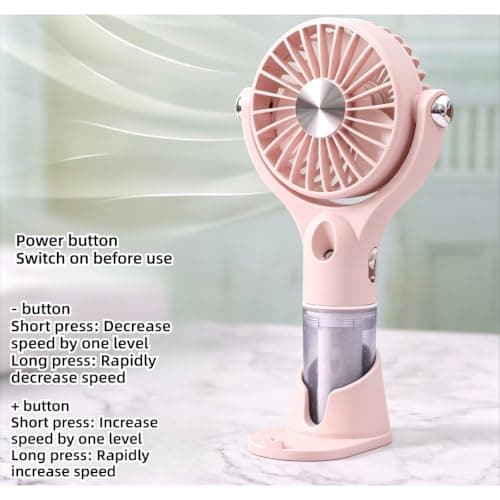 FUNCITTE Handheld Misting Fan with Detachable Base, USB Rechargeable Portable Water Spray Cooling Mini Fan, Personal Hydrating Mist Fan for Summer Outdoor Travel Beach Sunscreen Makeup (white) — view 5