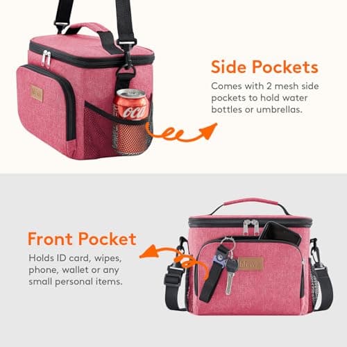 Lifewit 9L Insulated Lunch Bag for Men, Small Cool Bag for Lunch Box, Pink — view 6