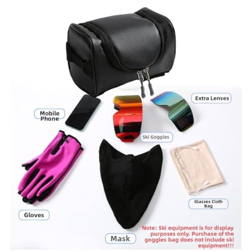 UTTASU Ski Goggles Case Waterproof with Zip, Padded Inner Lining and Zip Pocket for Smartphone, Durable Travel Accessory for Skiing and Winter Holidays, Black — view 2