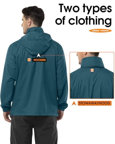 Outdoor Ventures Men's Waterproof Jackets Lightweight Windproof Raincoat — view 3