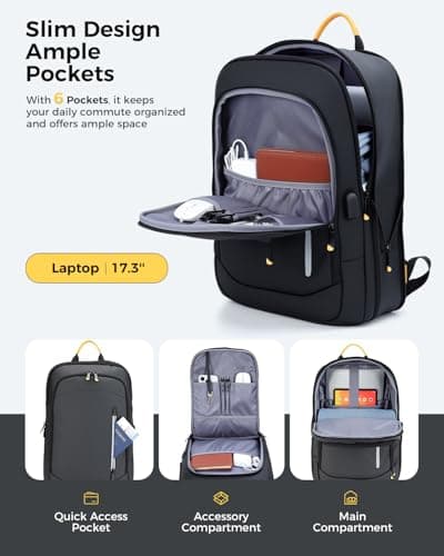 Lekespring Laptop Backpack for Men, 17.3 Inch Slim Business Travel Rucksack — view 4