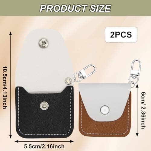 2Pcs Lip Balm Keychain Leather Bag Holder for Mini vaseline, Mini Chapstick Holder Keychain Compatible with Vaseline Lip Therapy 0.25 Oz, EDC Lotion Balm Sunscreen For Travel Gym Jewelry Storage Pouch — view 2