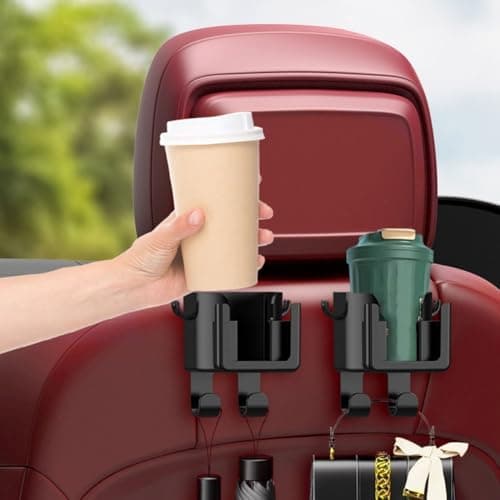 SiSinkal Car Back Seat Storage Hooks 2pcs, Adjustable Hanger Holder for Cup Phone Bag Bottle, ABS Interior Organizer for Travel Snacks Toys Baby Supplies Vehicle Fit — view 2