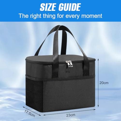 HOTUT Cooler Bag, 8L Insulated Lunch Bag, Picnic Bag, Reusable Leakproof Lunch Tote Bag with Side & Front Pockets, Insulated Picnic Lunch Bag, Dual Compartment Thermal Bag for Lunch/Work/School/Beach — view 2