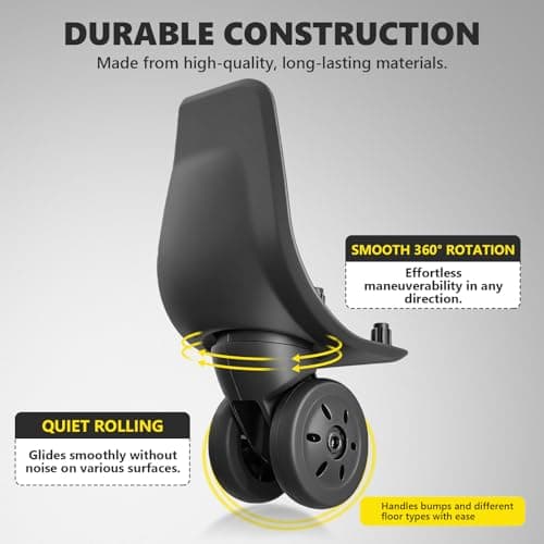 Luggage Wheels Replacement Wheel for Luggage Suitcase Repair 360° Rotating Suitcase Replacement Wheels with 5 Mounting Holes BH061 (H061-Rear Wheel) — view 4