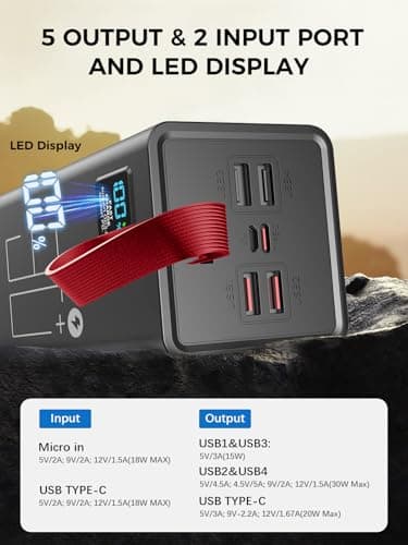 Power Bank 90000mAh, PD 30W & QC 3.0 Fast Charging Battery Pack, USB C Portable Charger with 5 Outputs & 2 Inputs, Large Capacity Powerbank for iPhone, iPad,Camping, Outdoor — view 6