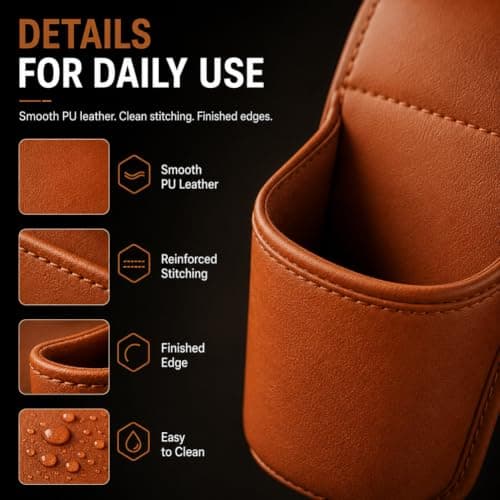 PU Leather Car Door Cups Holder Window Hanging Organizer，C — view 5