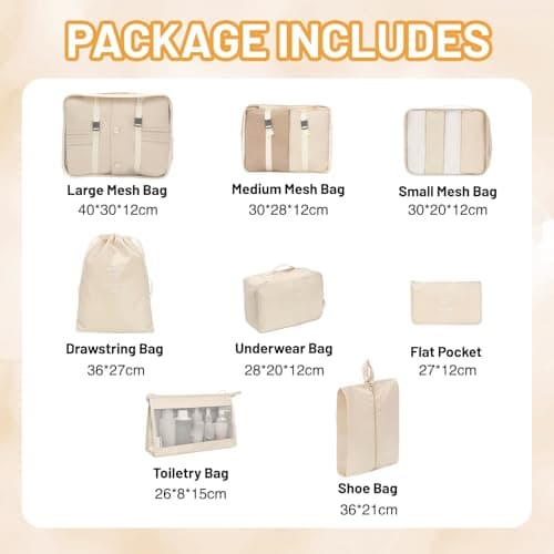 Compression Packing Cubes 8pcs, with Visible Mesh, Handle & Double Zipper — view 2