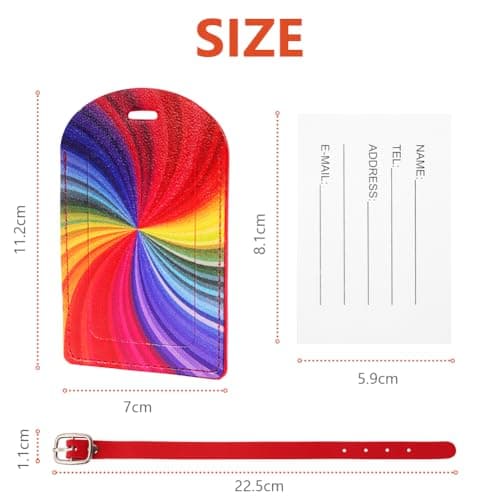 flintronic Travel Luggage Tags, 2PCS Baggage Labels, Suitcase ID Tags, Handbag Tag Labels, Luggage Suitcases Tags for Preventing Loss of Bags and Suitcases-Rainbow — view 2