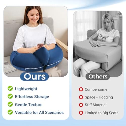 INFANZIA Reading Pillow for Gaming, Arm Rest Support Pillow, U-Shaped Lap Pillow with Side Pocket for Bed & Sofa, Compact Gaming Pillow with Tablet Support for Reading, Crocheting, Working (Blue) — view 5