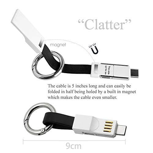 Keyring Charger 3 in 1 Lightning Micro USB C Short Charging Cable Multi Fast Charger Portable Travel Magnetic Keychain for iPhone, iOS, Android & All Smartphones — view 4