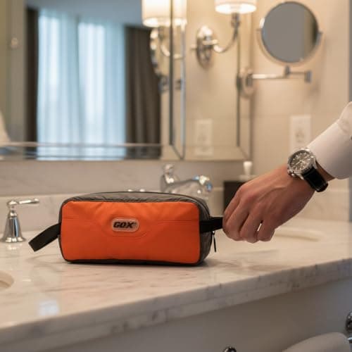 GOX Ultra Light Toiletry Bag Portable Travel Kit Organizer Multi Function Travel Bag-Size Small (Orange) — view 2