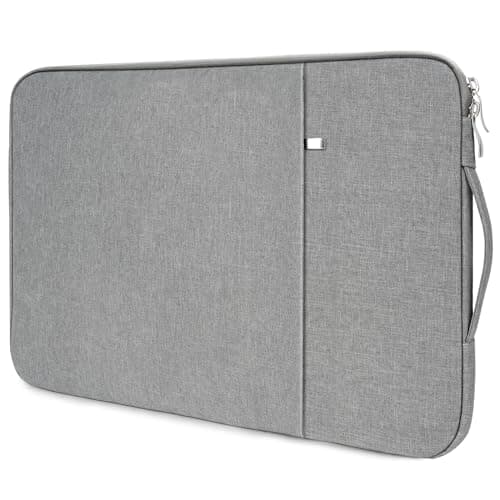 Flintronic Laptop Sleeve for 15.6 Inch, Portable Water Resistant Mens Lap-top Bag with Pockets and Compartments, Compatible with MacBook, Asus, Dell, HUAWEI 15.6 Inch Laptop (Light Gray)