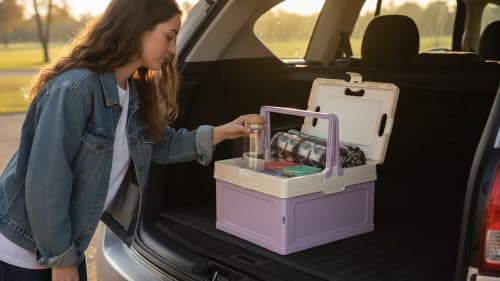 PureBowlic Foldable Storage Box for Car Trunk, Home & Picnic Collapsible PP Organizer Bin for Toys, s & Supplies, Compact 25x17.2x14.6cm, Space Saving Solution(Purple) — view 3