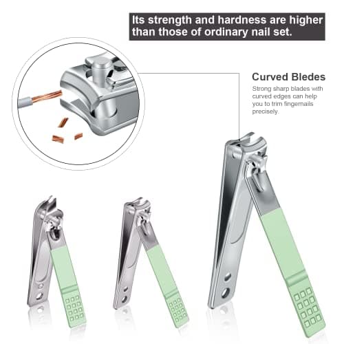Manicure Set 10pcs Professional Nail Clippers Kit, Green — view 4
