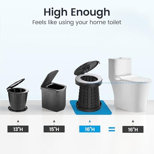 TRIPTIPS Upgrade Retractable Portable Toilet Foldable Height Adjustable Travel Toilet for Car Camping Toilet Portable Potty for Adults and Kids, Portable Toilet for Camping, XL Size (Carbon-16'') — view 2
