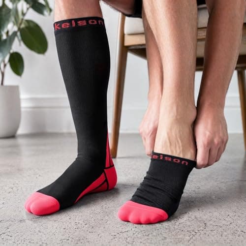 2 Pairs Compression Socks for Women and Men, 20-30 mmHg Flight Socks — view 6