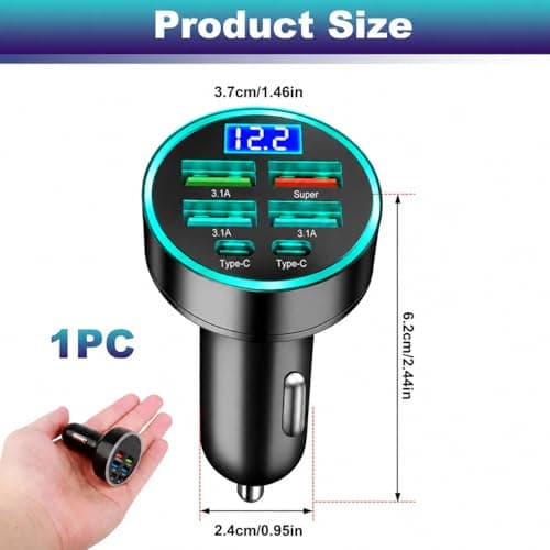 Car USB 6 in 1 Super fast Charger, 45W in Car Chargers — view 3