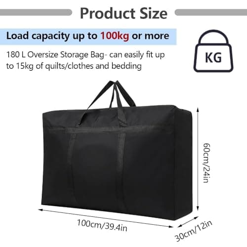 180L Large Storage Bags 100 x 60 x 30 cm Moving Bags Extra Large Strong — view 2