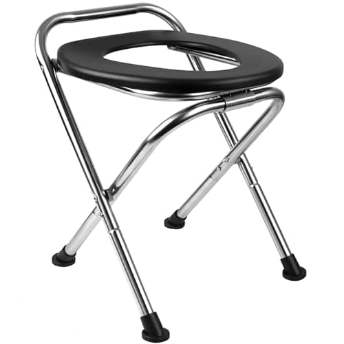 HXSEMAYIG Portable Toilet for Camping, Portable Toilet Seat, Portable Toilet Travel, Stainless Steel Portable Toilet, Foldable Portable Toilet for Camping/Car(Black)