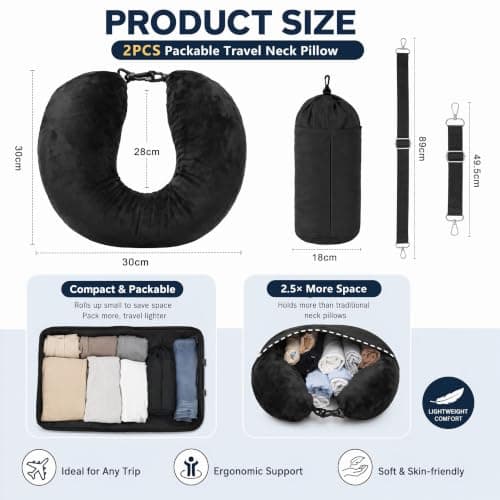 2 Pcs Stuffable Neck Pillow, Velvet U-Shaped Fillable Travel Pillow — view 2