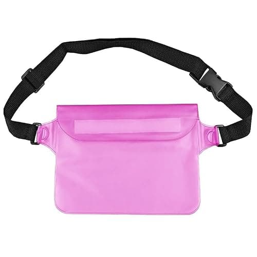 Waterproof Money Belt Pouch Bag | Underwater Phone Money Case Transparent Waist Bag with Adjustable Strap | Touchable Dry Bag for Travel, Outdoor, Beach, Swimming, Fishing, Boating, Drifting (Pink)