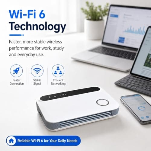 5G Mobile Portable Wi-Fi 6 Router, Wi-Fi 6 Mobile Hotspot, 300Mbps Ultra-Fast Internet,Supports 30 Devices, Ideal for Travel, Remote — view 5