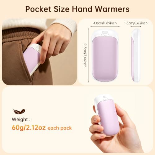 gabless Hand Warmers Rechargeable 2 Pack, Electric Handwarmers Portable Hand Warmer Reusable with 3 Levels Heat USB Pocket Warmer, Great Warm Gifts for Men Women Outdoor Camping Golf — view 5