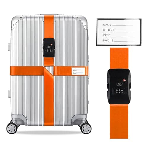 Veki Cross Luggage Straps Set TSA Approved with Lock, Orange, 1pc