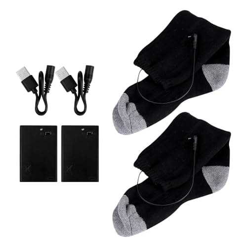Heating Socks Black Polyester USB Travel Foot Warmers 50℃ Foldable