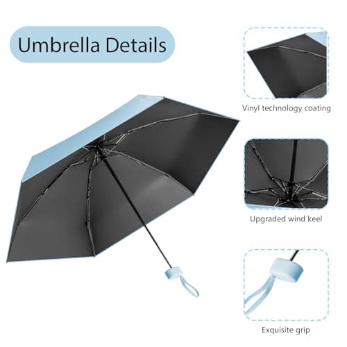Sykerout Compact Travel Umbrella - Lightweight, Windproof, UV Protection, with Capsule Case, Perfect for Women's Handbags(blue) — view 6