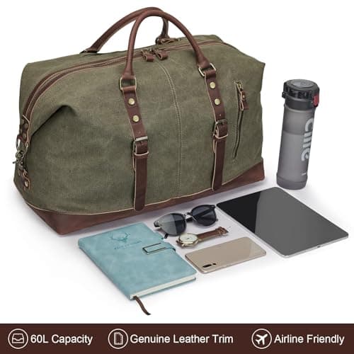 S-ZONE 52L Large Canvas Travel Duffel Bag Unisex Overnight Carryon Handbag — view 3