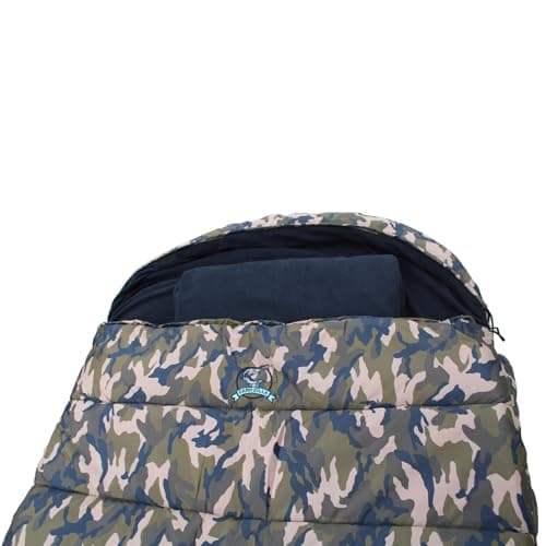 CARPZILLA Sleeping Bag Carp Fishing Snooze 5 Season Fleece Lined with Pillow Camping Hiking Backpacking Traveling 100CM Extra Wide CZ-007 Camouflage — view 5