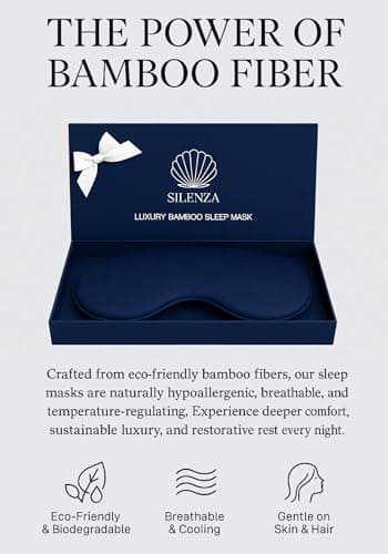 Silenza Luxury Bamboo Sleep Mask – Ultra-Soft Cooling Eye Mask for 100% Light Blocking, Adjustable Comfort Strap, Perfect for Travel & Better Sleep (Navy) — view 5