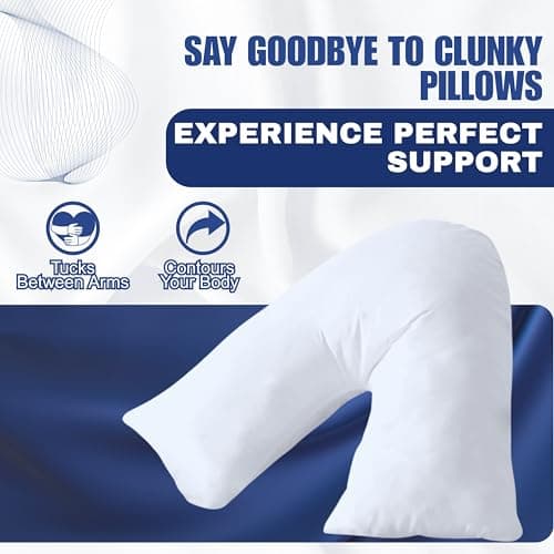 ELOVELA Orthopaedic V Pillow with Pillowcase – Super Soft & Hypoallergenic V Shape Pillow for Nursing, Maternity & Pregnancy Support – Ideal for Every Sleeping Position - Machine Washable (White) — view 5