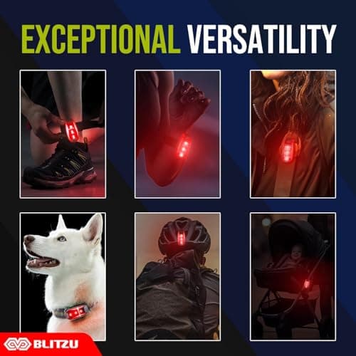 LED Safety Lights 4 Pack, Clip On High Visibility Strobe for Walk Run Red — view 3