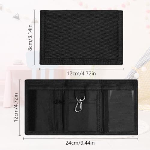 Aucuu Kids Wallet, Cartoon Waterproof Wallet, Trifold Wallets with Coin Pocket Zippered, with Card Slots Lanyard, with Chain, Travel Document Wallets for Teenagers Boys Girls(Black) — view 2