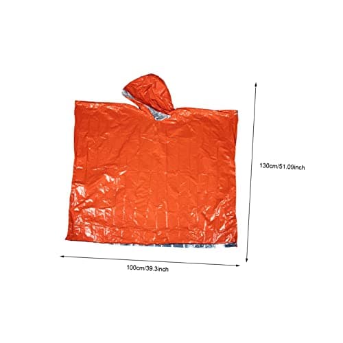 Emergency Poncho Waterproof Orange Polyester Film for Camping Hiking — view 2