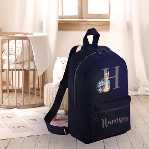 Hoolaroo Personalised Backpack Baby Toddler Rabbit Rucksack Girls Boys 35 x 23 x 12 cm Nursery Baby Gift (Navy) — view 5