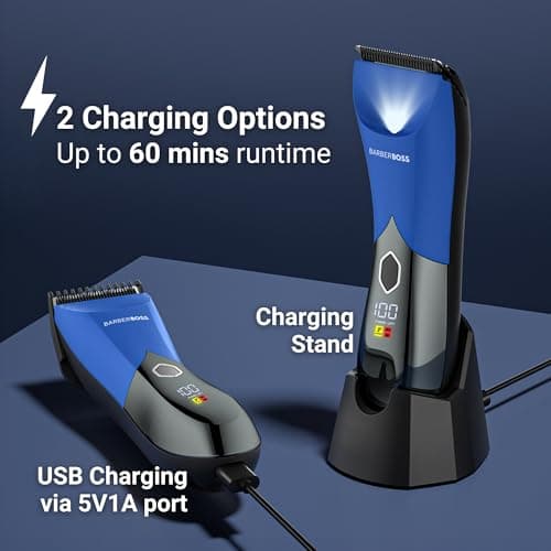 BarberBoss Men's Electric Body Shaver, Rechargeable Intimate Body Shaver, Waterproof, Gentle on Groin and Pubic Hair, Travel Lock — view 3