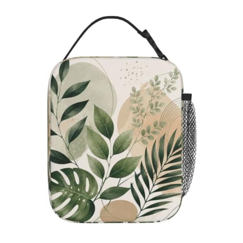 TOXOCMDKLE Insulated Lunch Bag for Men Women Organic Leaves Tote Bag — view 6