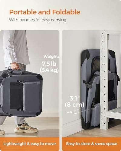 Feandrea Foldable Pet Carrier Bag, Portable Dog Travel Crate, Soft Sided Dog Cat Pet Travel Carrier Large Dog Crate for Car with Breathable Mesh and Storage Pockets, 70 x 52 x 52 cm, Grey PDC70GY — view 3